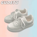 GUDETUSNEAKERSรองเท้าลาลอง พื้นหนา สีขาว ขนาดเล็ก สาหรับผู้หญิง และนักเรียน