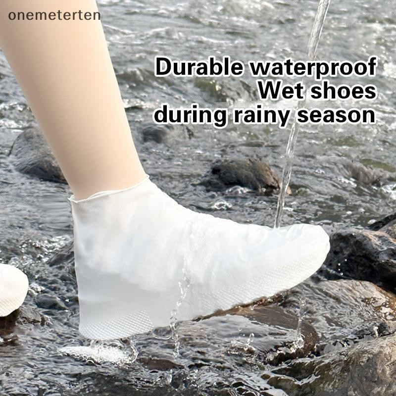 Rten ใหม่รองเท้ากันน้าซิลิโคน AntiSlip Rain Boots รองเท้าผ้าใบ Unisex Protector สาหรับกลางแจ้ง Rainy Day Reusable Rain Shoe Cover N
