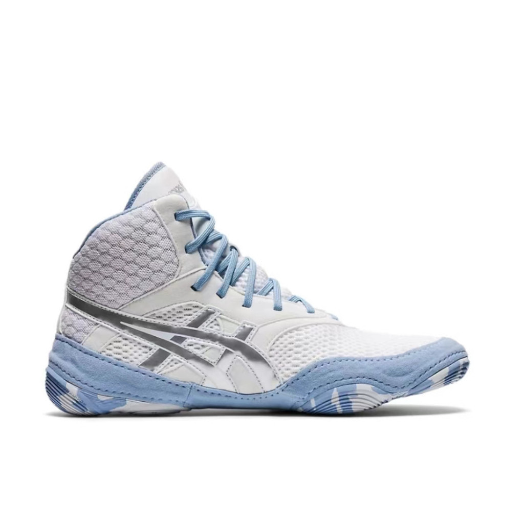 Asics Matt Blazer รองเท้าเทรนนิ่งน้าหนักเบาและสบายสาหรับผู้ชายและผู้หญิงสีขาวน้าเงิน
