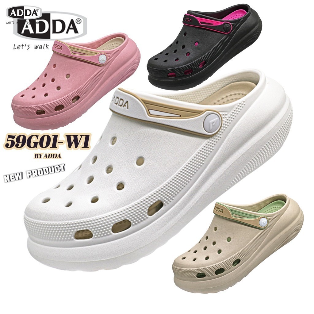 รองเท้าหัวโต ADDA รุ่น 59G01W1 SIZE 47 สำหรับหญิง มีสายรัดหลังเพิ่มความกระชับ นุ่มสวมใส่สบาย