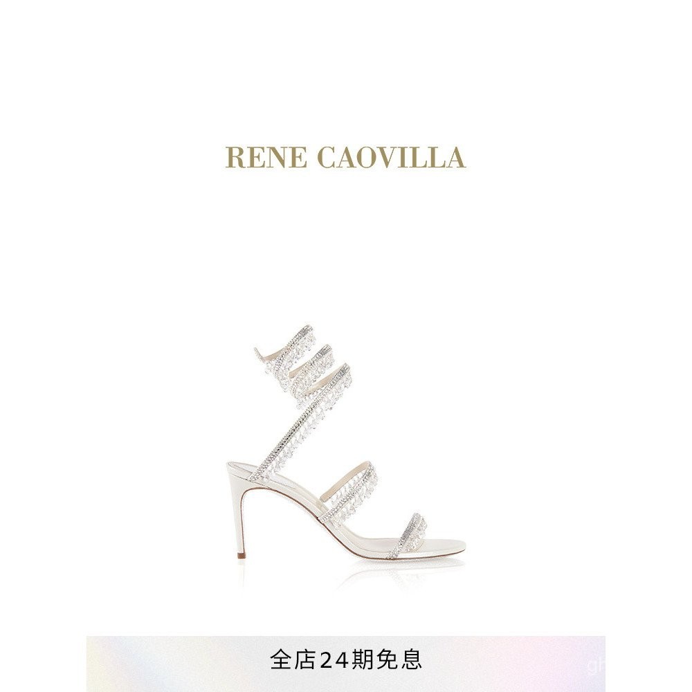 รองเท้าแตะผู้หญิงส้นสูงประดับคริสตัลซีรีส์ RENE CAOVILLA CHANDELIER