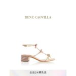 รองเท้าแตะส้นกลางสีชมพูโบว์ซีรีส์ RENE CAOVILLACATERINA