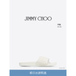 รองเท้าแตะแพลตฟอร์มสีขาวประดับไข่มุกสำหรับผู้หญิง JIMMY CHOOFITZ รองเท้าแตะกลางแจ้ง JC