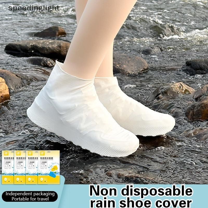 Speedinglight ใหม่รองเท้ากันน้าซิลิโคน AntiSlip Rain Boots Unisex รองเท้าผ้าใบสาหรับกลางแจ้ง Rainy Day Reusable Rain Shoe Cover Speedinglight