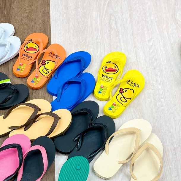 Duck เบอร์ 11 Mix หูหนีบเป็ด 105นิ้วรองเท้า สีเหลือง ส้ม 3e รองเท้าแตะ รองเท้าฟองน้ำ flip flops