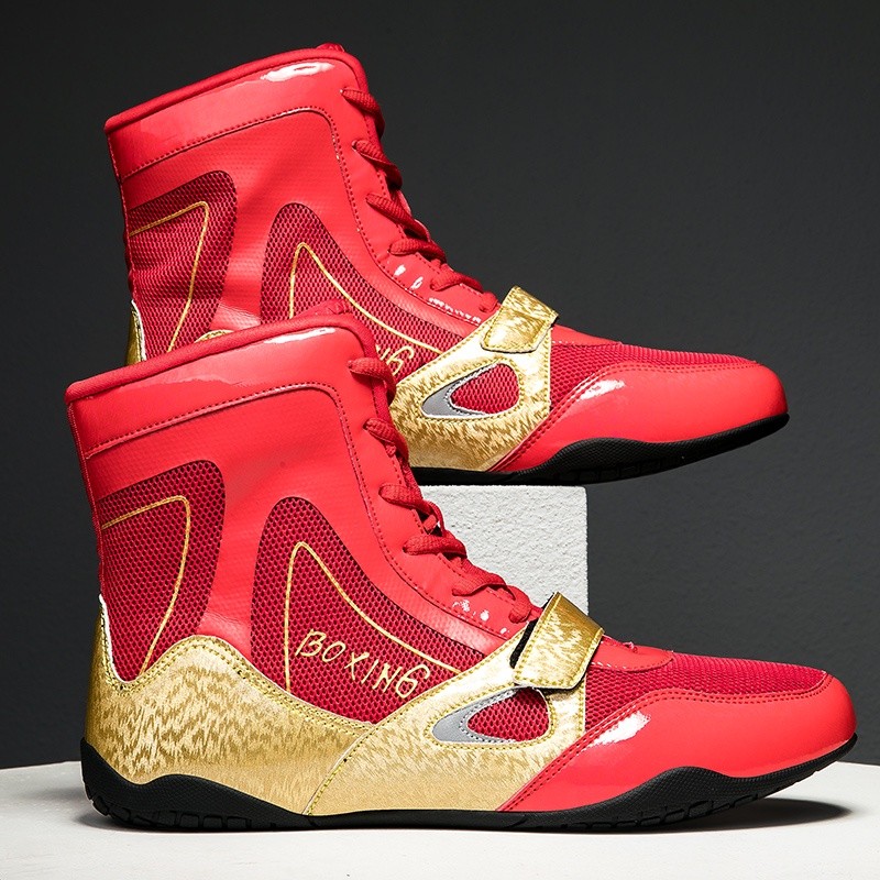 รองเท้าผ้าใบ ข้อสูง กันลื่น ระบายอากาศได้ดี แบบมืออาชีพ เหมาะกับใส่กลางแจ้ง ชกมวย สาหรับผู้ชาย และผู้หญิง