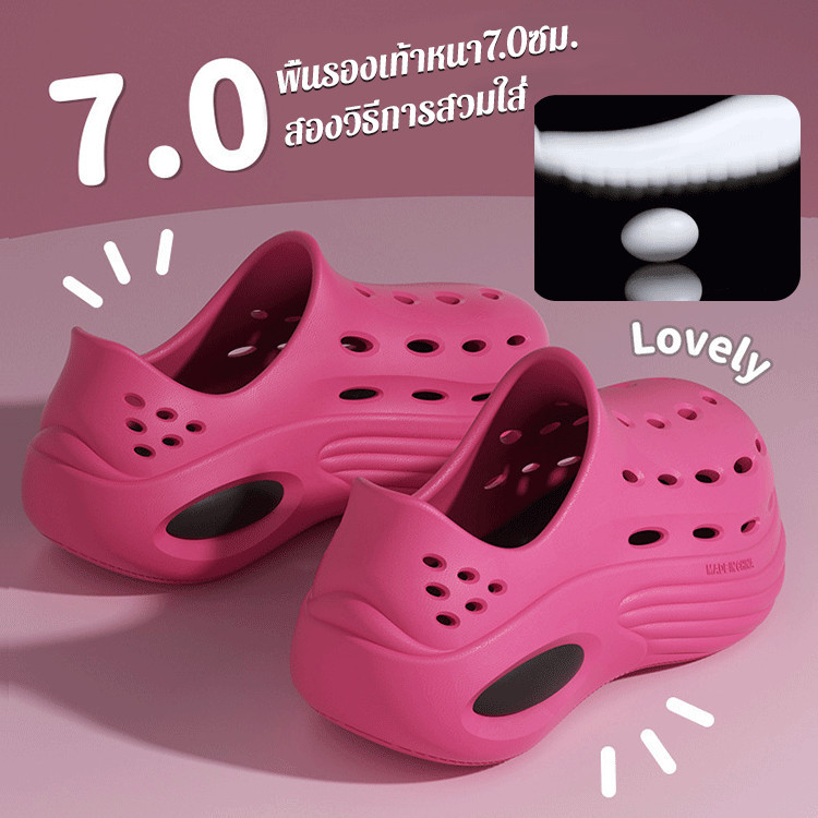 ของแท้ 100รองเท้าแตะพื้นรองเท้าหนาเบาะอากาศกันลื่นรุ่นคู่รัก รองเท้ารัดส้นหัวโต รุ่นฮิต ได้ทั้งชายหญิง