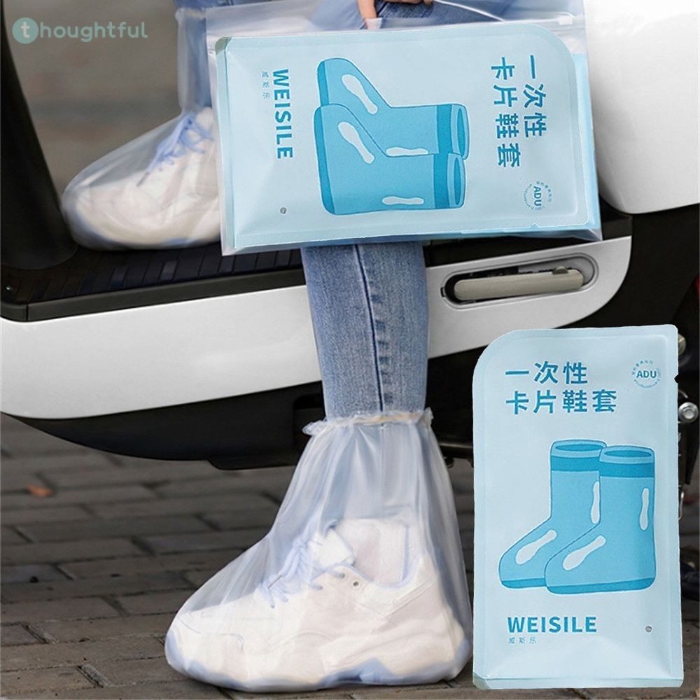 ผ้าคลุมรองเท้ากันฝนแบบใช้แล้วทิ้งกันน้ำกันฝนหนาผ้าคลุมรองเท้ากลางแจ้งเด็กผู้ใหญ่กันลื่นและสวมทนผ้าคลุมเท้า TH