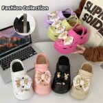 SHOE8899รองเท้าหัวโต แถมฟรีตัวติดน่ารัก แฟชั่นสไตล์เกาหลี ส้นตึก สีพาสเทลน่ารัก ยางพื้นนิ่มใส่สบายมาก