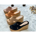 พร้อมส่งรองเท้าแฟชั่นผู้หญิง ส้นตึกหน้าสวมไขว้มี4สี ความสูง 35 นิ้ว