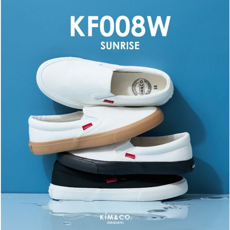 KIMCO SunriseKF008W รองเท้าผ้าใบกันน้ำ แฟชั่นผู้หญิง สลิปออนมินิมอลกันน้ำ นุ่มสบาย ไม่ต้องกลัวฝน