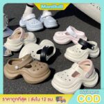 ManBu8พร้อมส่ง รองเท้าแตะหัวโต แต่งสายคาดรัดส้นได้ มีรูระบายอากาศ สีพาสเทล แฟชั่นใหม่สำหรับผู้หญิง TO2025