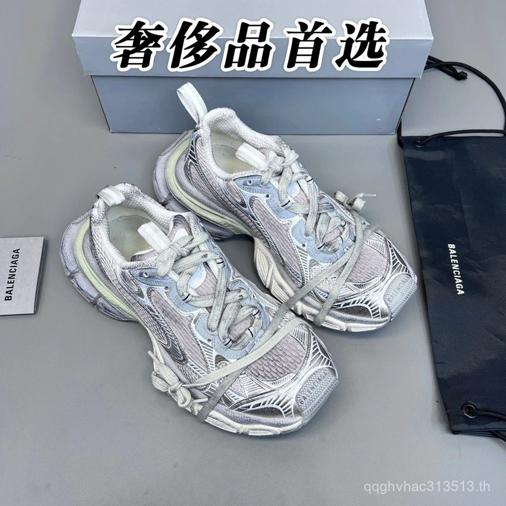 BALENCIAG Paris 3XL Daddy Shoes Distressed Dirty Shoes Mesh Breathable หนา Soled ความสูงIncreasing รองเท้าผู้ชายผู้หญิงสไตล์เดียวกันรองเท้าลาลอง