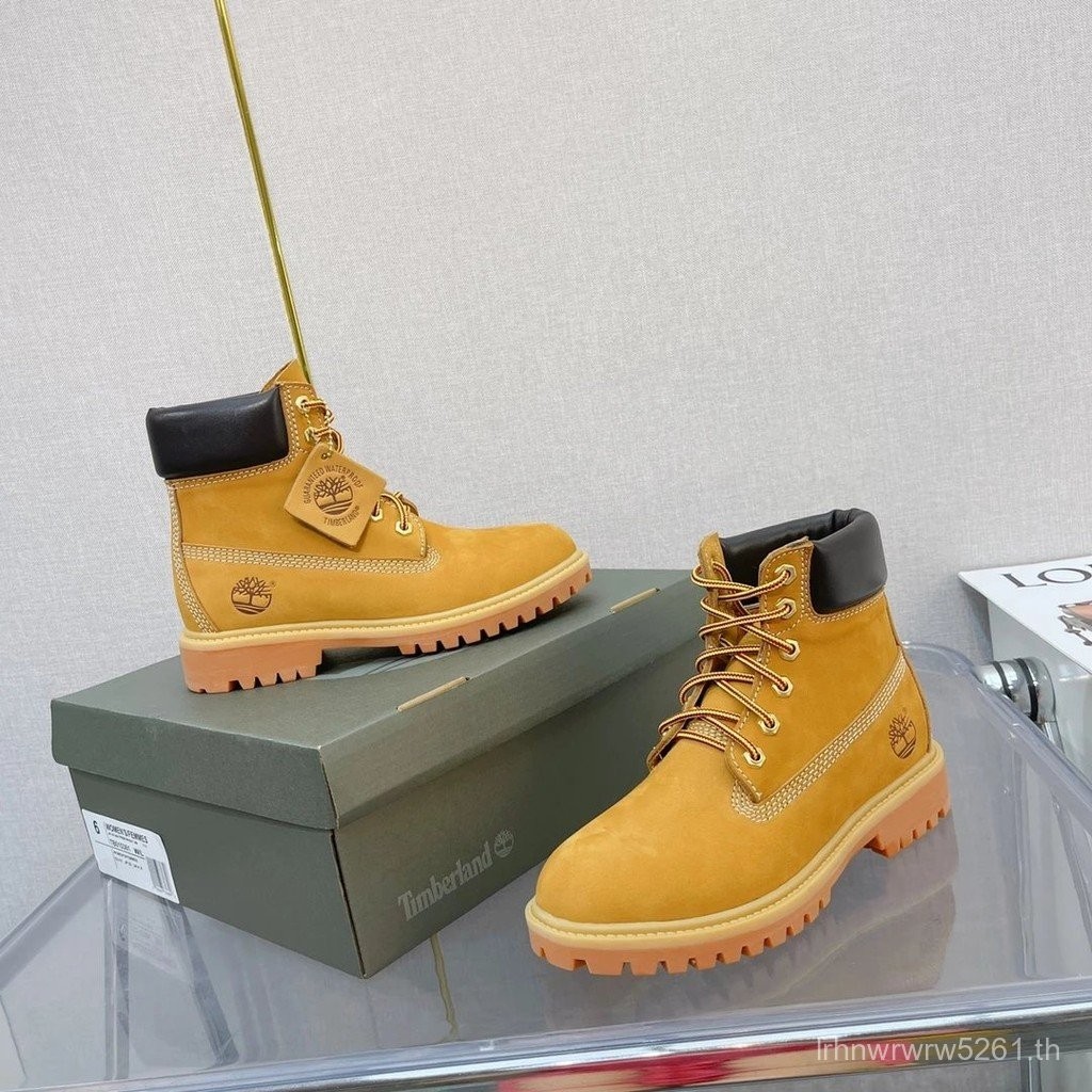 HighTop กันน้ารองเท้าหนังแท้ Martin Boots รองเท้าผู้หญิง Timberland 10061 Timberland Timberland Timberland CoBranded Workwear ผู้ชายผู้หญิง Martin Boots Timberland สีดา HighTop LowTop กันน้ารองเท้าหนังแท้ Martin Boots รองเท้าผู้หญิง Retro หนาSoled