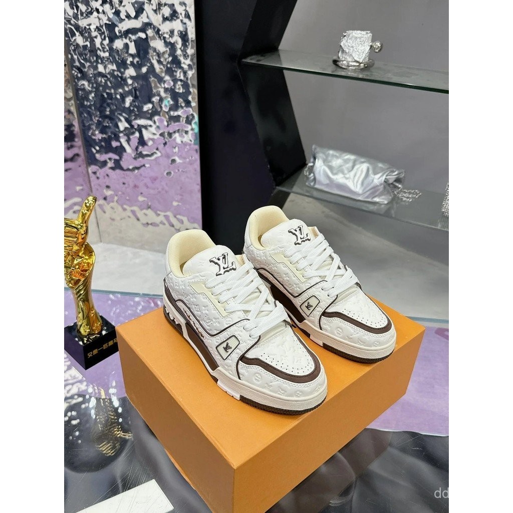 รองเท้า trainers Maxi Series สไตล์สีขาวผลไม้สีเขียวและน้ำตาล สำหรับผู้ชายและผู้หญิง