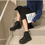 รองเท้าคอมแบตหนัง บูท สีดำ พร้อมส่ง