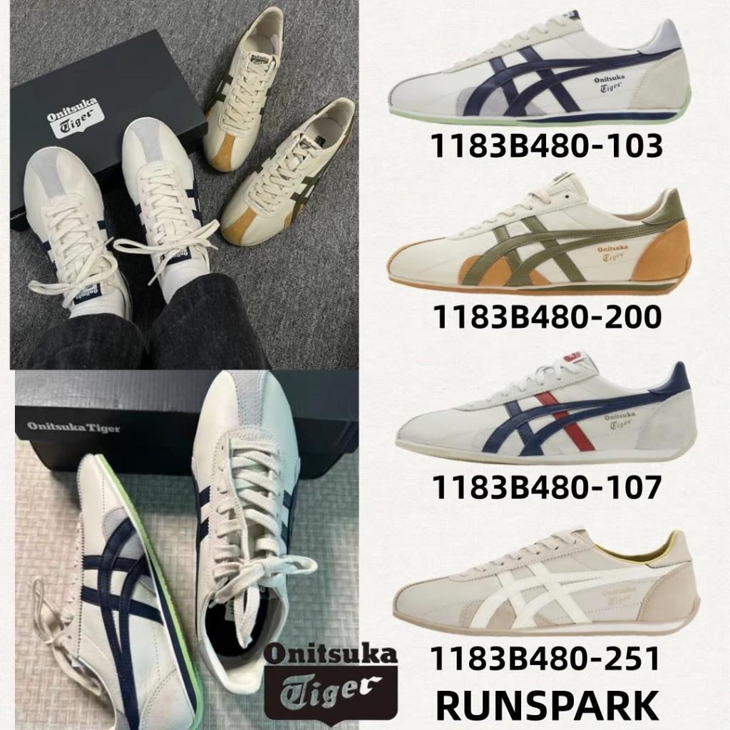ของแท้ 100 Onitsuka Tiger Runspark 1183B480103 รองเท้าผ้าใบคลาสสิกรองเท้าลาลองต่าสบาย