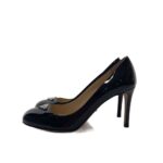 Prada Pumps plate logo high heel 37 BLK Enamel Direct from Japan Secondhand