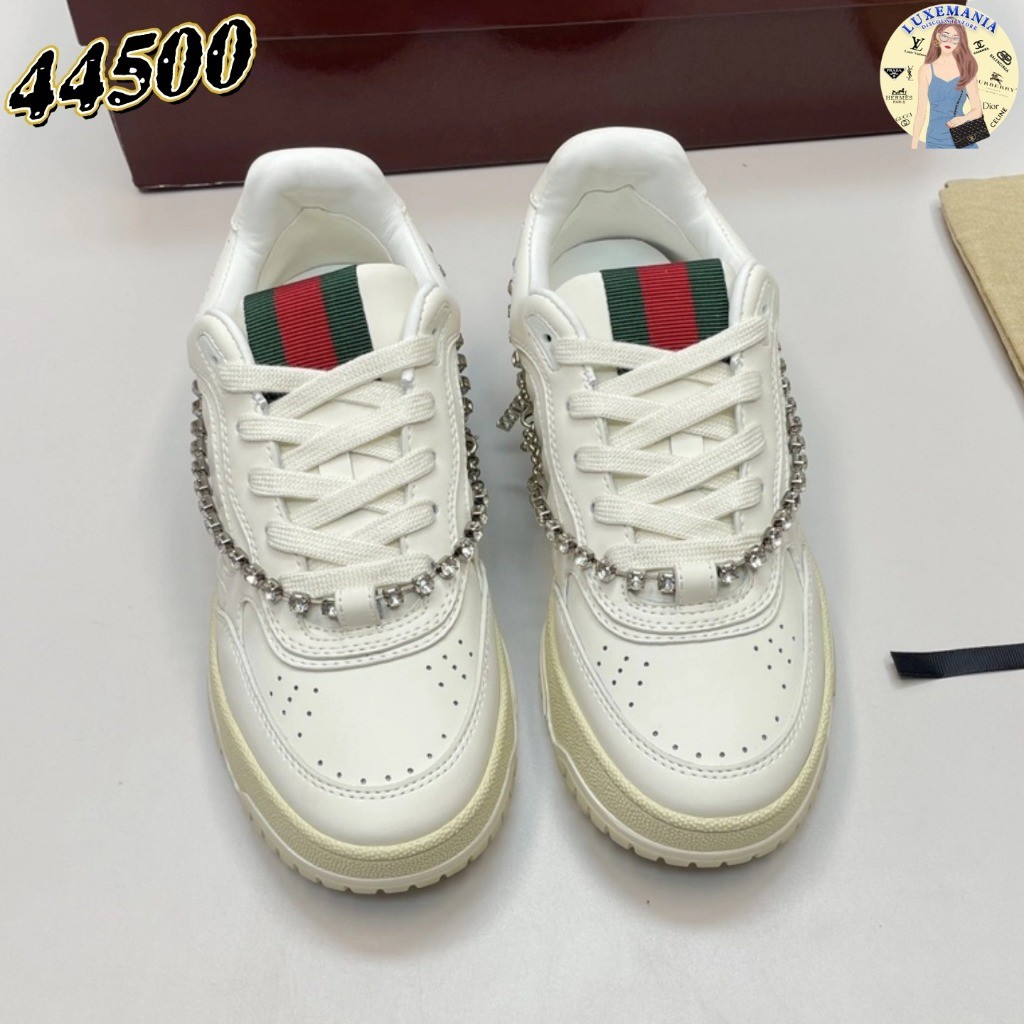มีใบเสร็จรับเงิน ใหม่เอี่ยม ของแท้ GUCCI รองเท้าผ้าใบ WOMENS GUCCI REWEB SNEAKER รับประกันสองปี