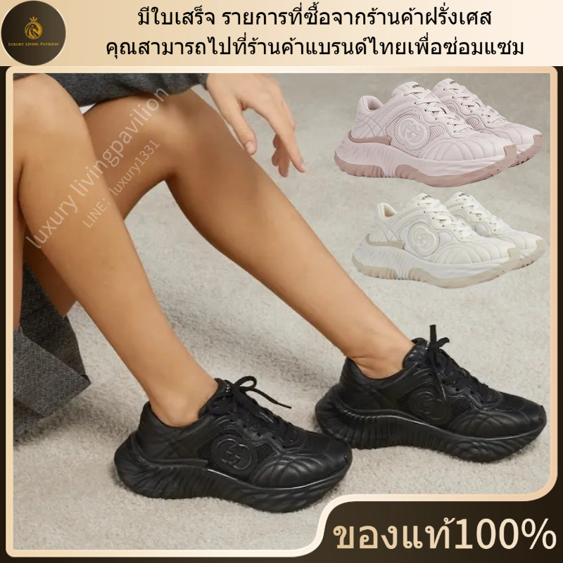 ใหม่ มีใบเสร็จ อุปกรณ์เสริมที่สมบูรณ์ Gucci รองเท้าผ้าใบ WOMENS Ripple ของแท้ 100