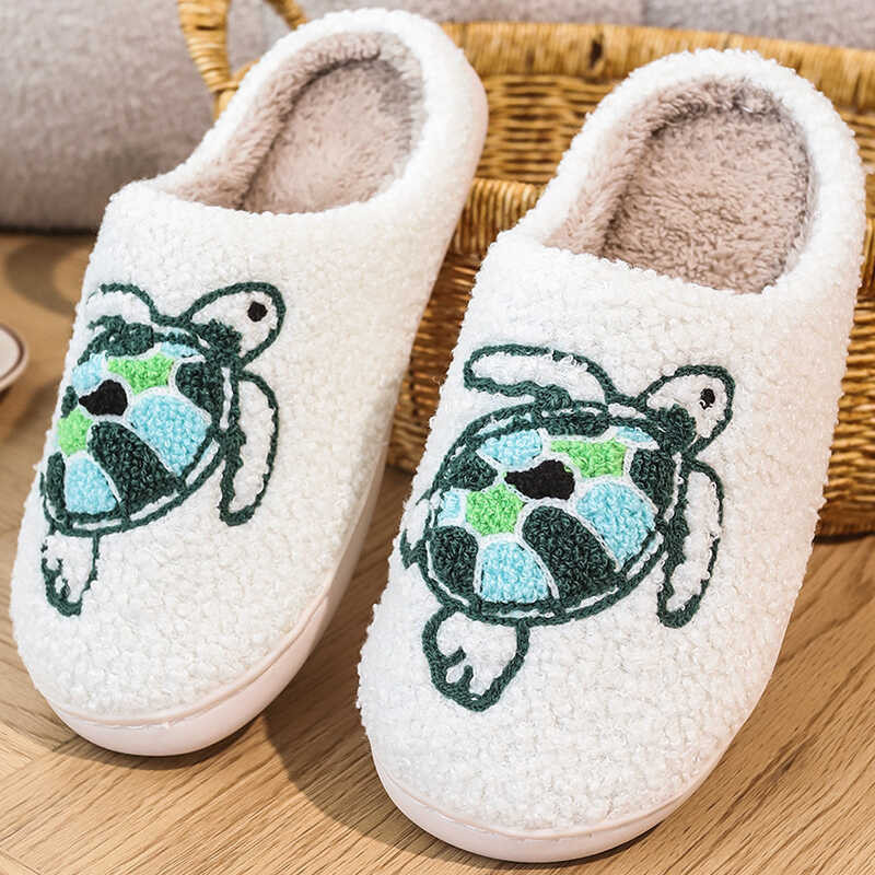 Indoor Bebealy Winter Cute Cartoon Turtles Fluffy Cotton Nonslip Warm Household Comfortable Plush