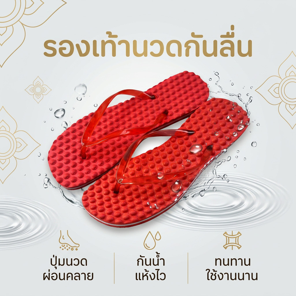 รองเท้าแตะ EVA สำหรับทั้งชายและหญิง รองเท้าแตะเพื่อสุขภาพ ดีไซน์นวดฝ่าเท้า เหมาะสำหรับใช้ในห้องน้ำ
