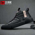 HighEnd ยี่ห้อ HighTop รองเท้าผู้ชายฤดูหนาวขนแกะ Warm รองเท้าผ้าใบหนังผู้ชายเกาหลีรุ่น Hotขาย MidTop Martin รองเท้าผู้ชาย