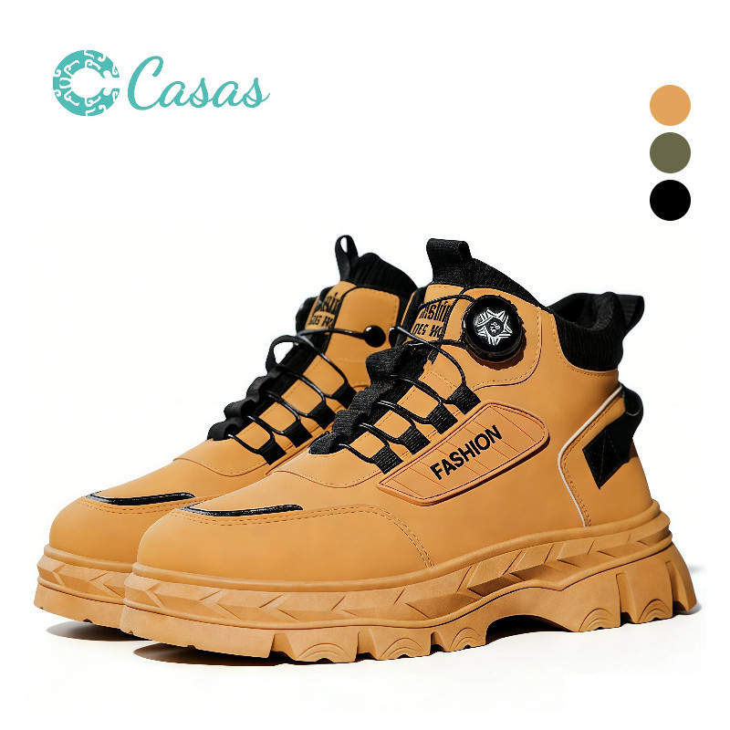 รองเท้ากันน้ำและกันลื่นสำหรับผู้ชาย พื้นหนาช่วยดูดซับแรงกระแทกได้ดี รองเท้าบูททรงมาร์ตินอเนกประสงค์